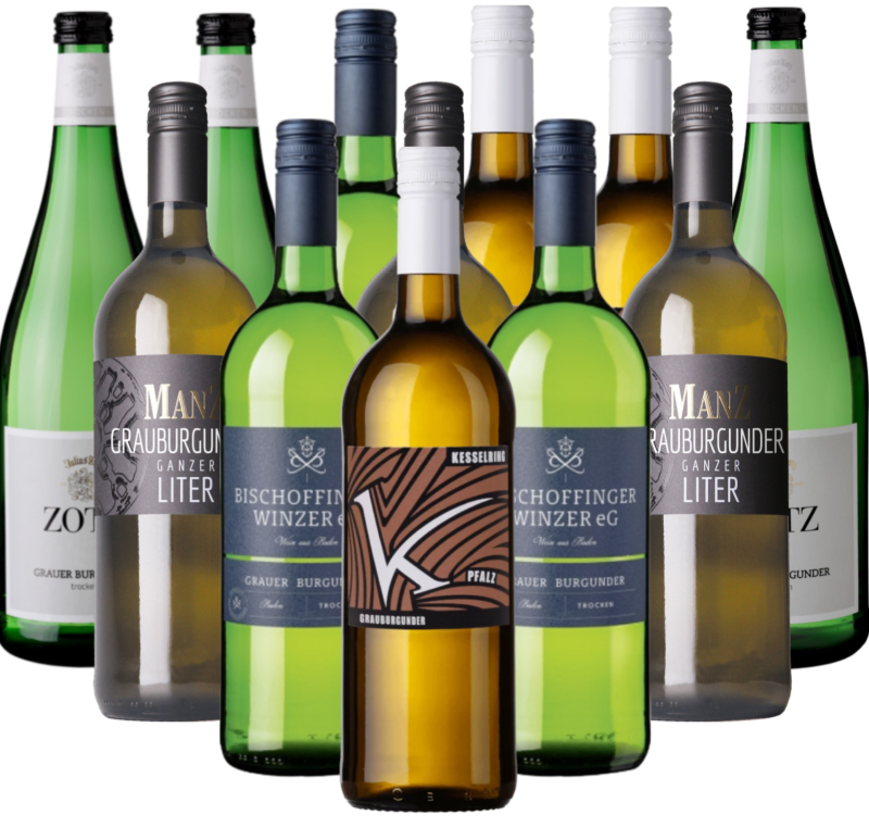 Grauburgunder Probierpaket Gutsweine Deutschland 12er Angebot 1,0 l Grauburgunder Probierpaket Gutsweine Deutschland 12er Angebot 1,0 l