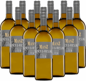 Manz Kerner Riesling Ganzer Liter 12er Weinpaket QbA 2025 Rheinhessen 1,0 l