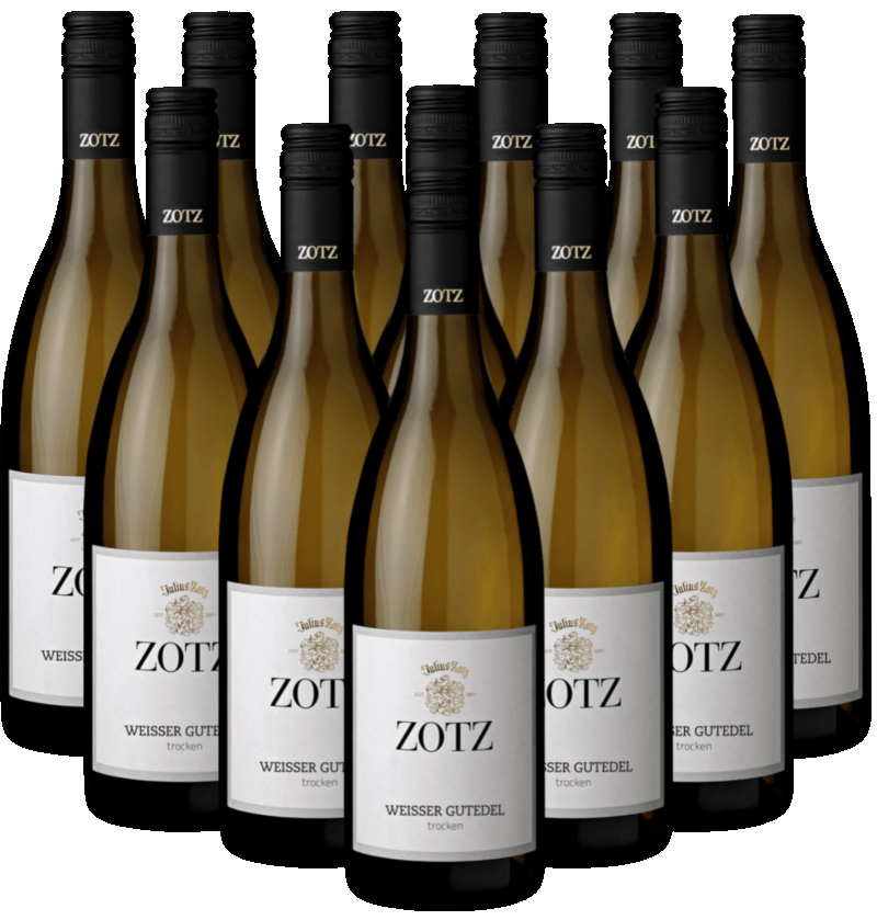 Zotz Weißer Gutedel trocken 12er Weinpaket QbA Baden Zotz Weißer Gutedel trocken 12er Weinpaket QbA Baden