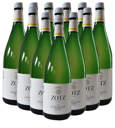 Zotz Grauburgunder Liter trocken 12er Weinpaket Baden 1,0 l Zotz Grauburgunder Liter trocken 12er Weinpaket Baden 1,0 l