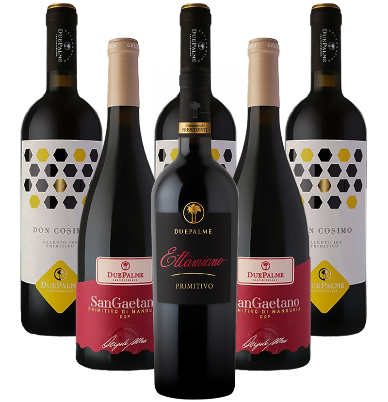 Due Palme Primitivo Probierpaket Salento di Puglia Italien 6er Angebot Due Palme Primitivo Probierpaket Salento di Puglia Italien 6er Angebot